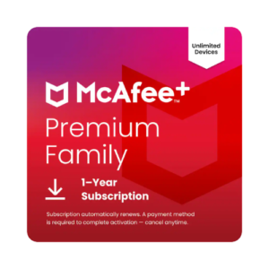 McAfee+ Premium Family Antivirus with VPN, Identity Monitoring, Unlimited Devices Subscription