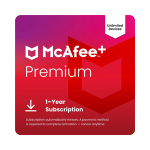 McAfee+ Premium Individual Antivirus with VPN, Identity Monitoring – Unlimited Devices