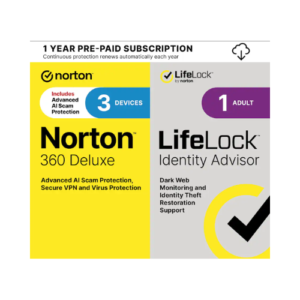 Norton 360 Deluxe with LifeLock Identity Advisor, VPN for 3 Devices